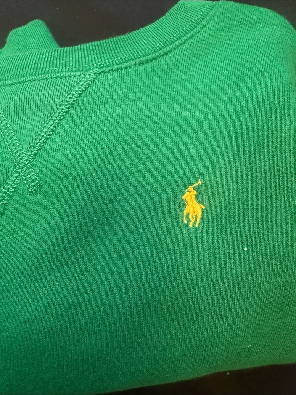 Polo by Ralph Lauren Emerald Green Crewneck Sweatshirt with Yellow Pony